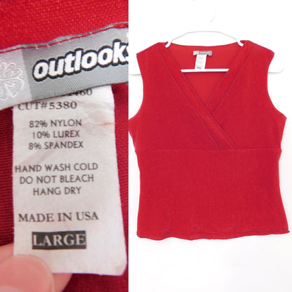 90’s Red Shimmer Blouse | Size L