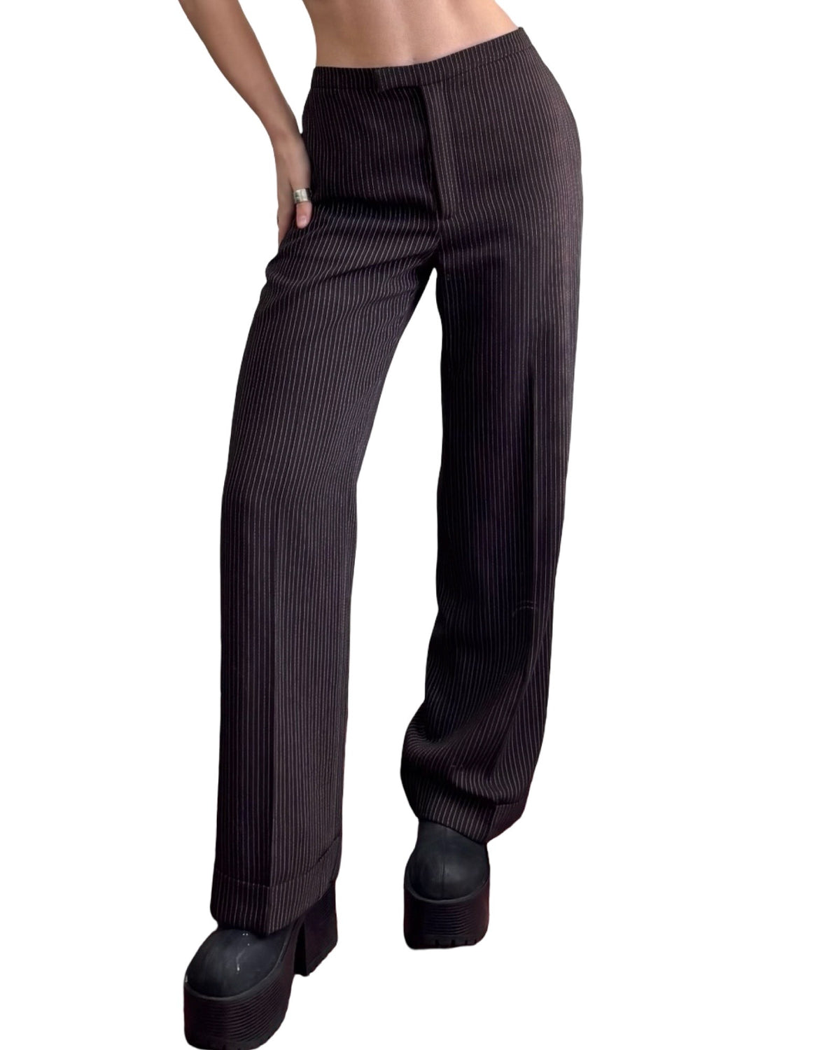 Brown 90's Pinstripe Pant | Size 6P
