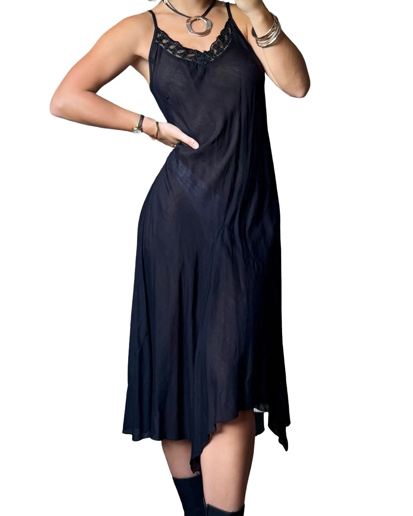 Lace Trim 90’s Slip Dress | Size S