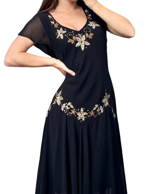 SL Fashions 90's Beaded Dress | Size XL