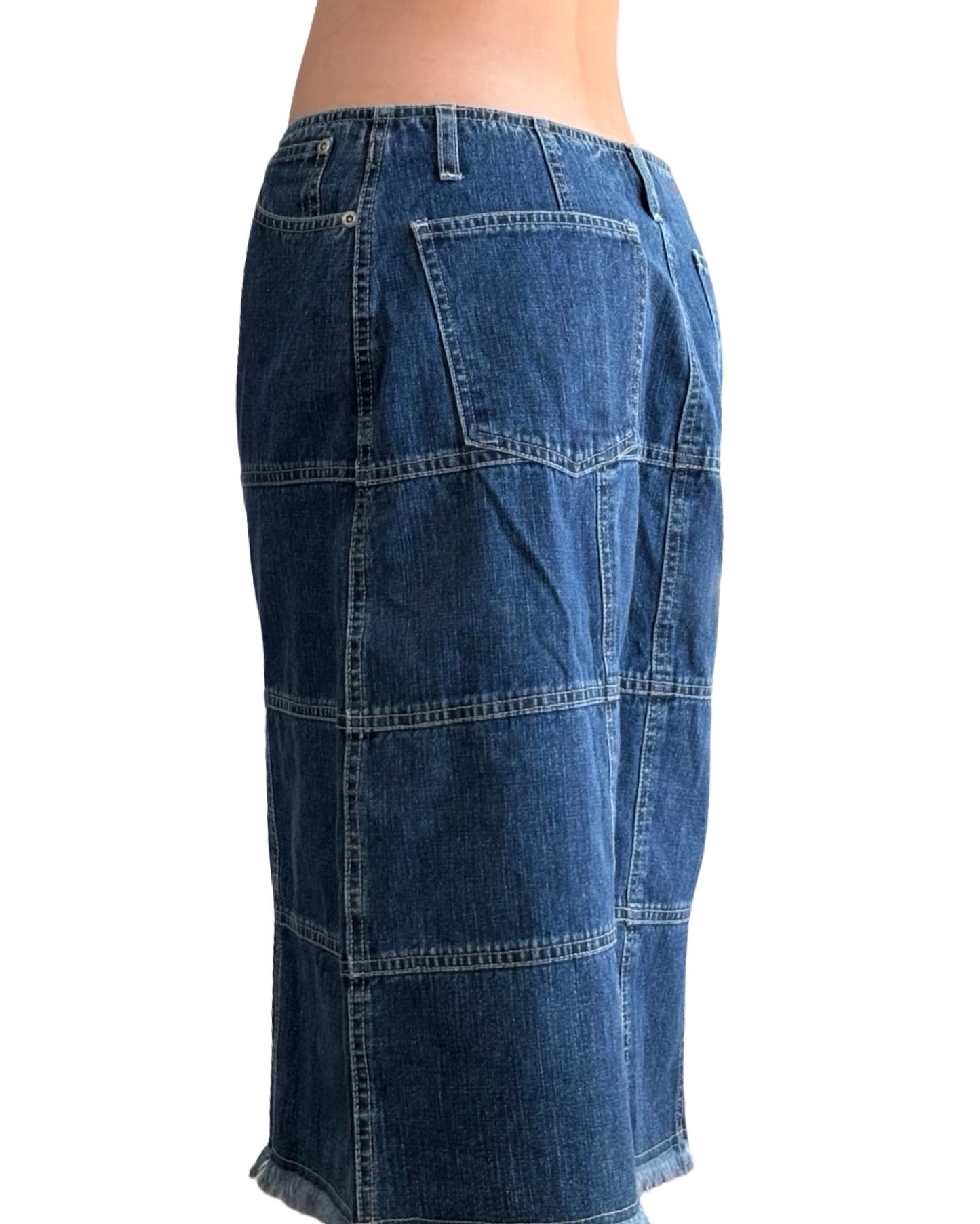 Stitched 00's Denim Midi Skirt | Size 30" Waist