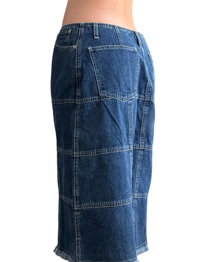 Stitched 00's Denim Midi Skirt | Size 30" Waist
