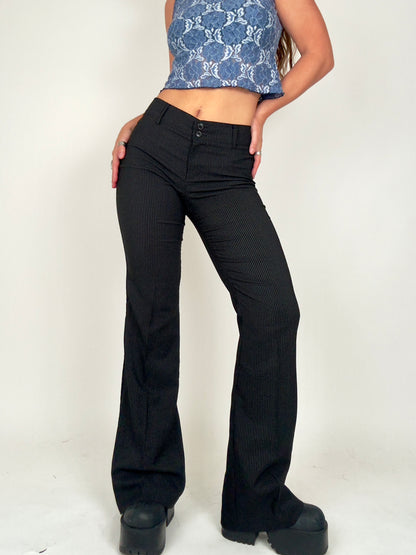 Black Pinstripe Flares | Size S