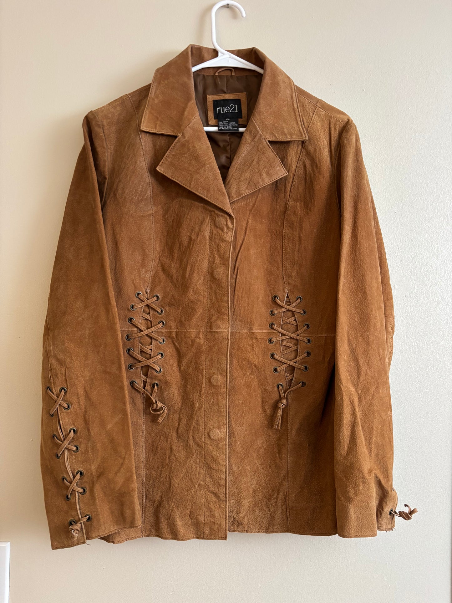 Lace up 00’s Leather Jacket | Size XL