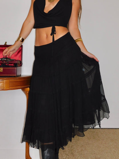 Maria Tiered Silk maxi | Size 30” waist