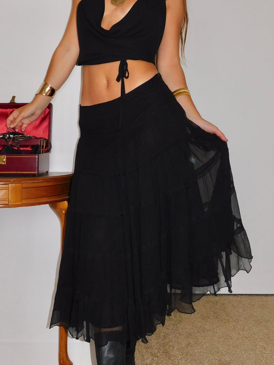 Maria Tiered Silk maxi | Size 30” waist