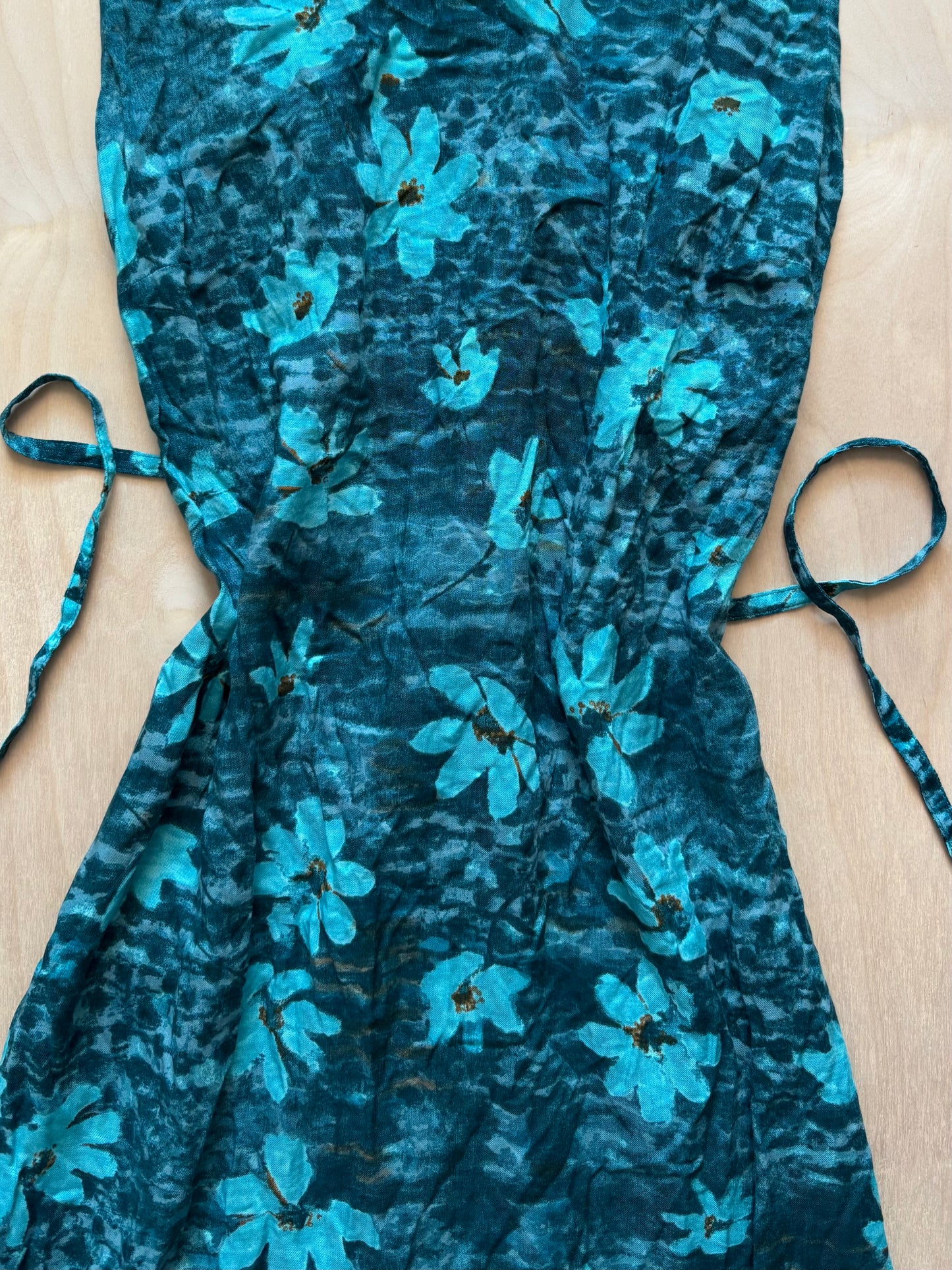 Blue Floral 90’s Maxi Dress | Size M