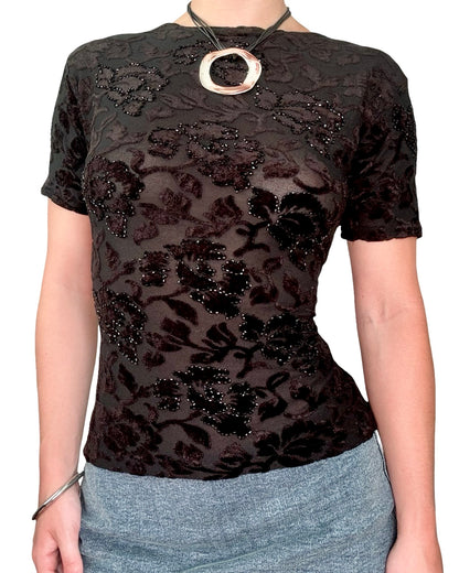 Beaded 90's Mesh Top | Size M