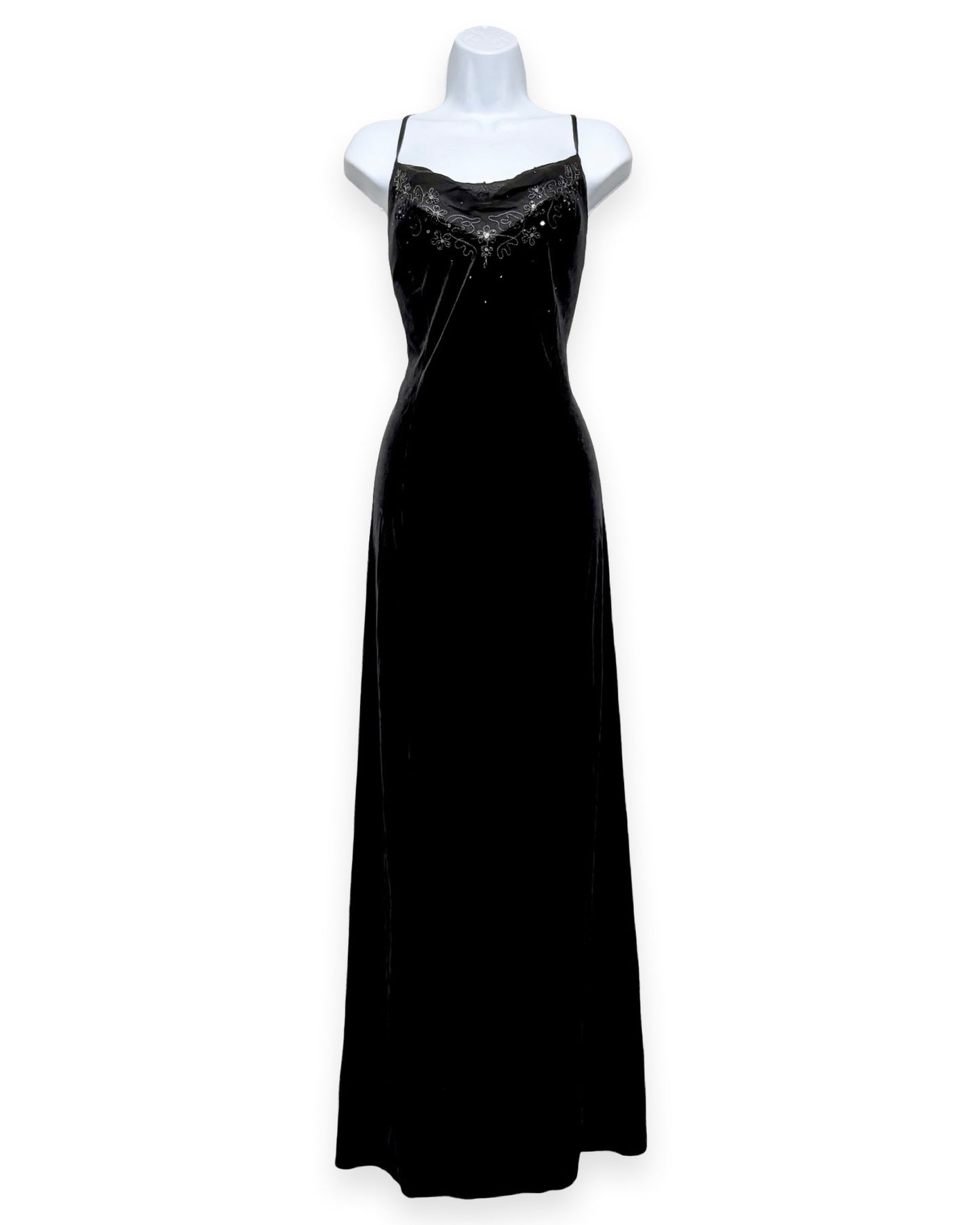 Dave & Johnny 90's Velvet Drop Back Maxi Dress | Size L/XL