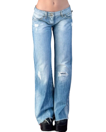 TRF Low-Rise Distressed Wide Leg Jean | Size 4