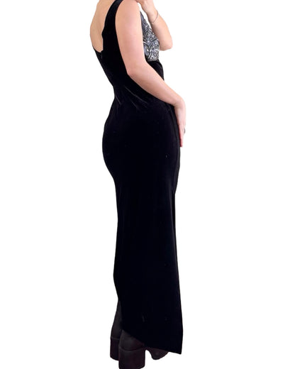 Tom Barra 90's Velvet Maxi Dress | Size 6P