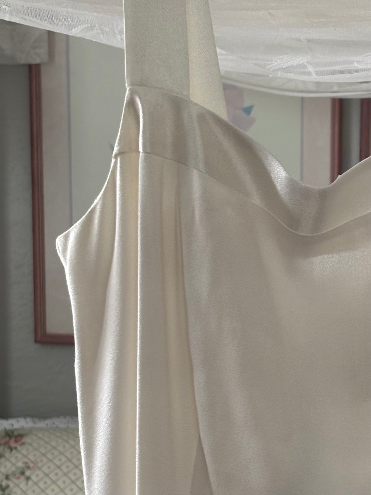 Ivory 90's Lace Back Maxi Dress | Size 7