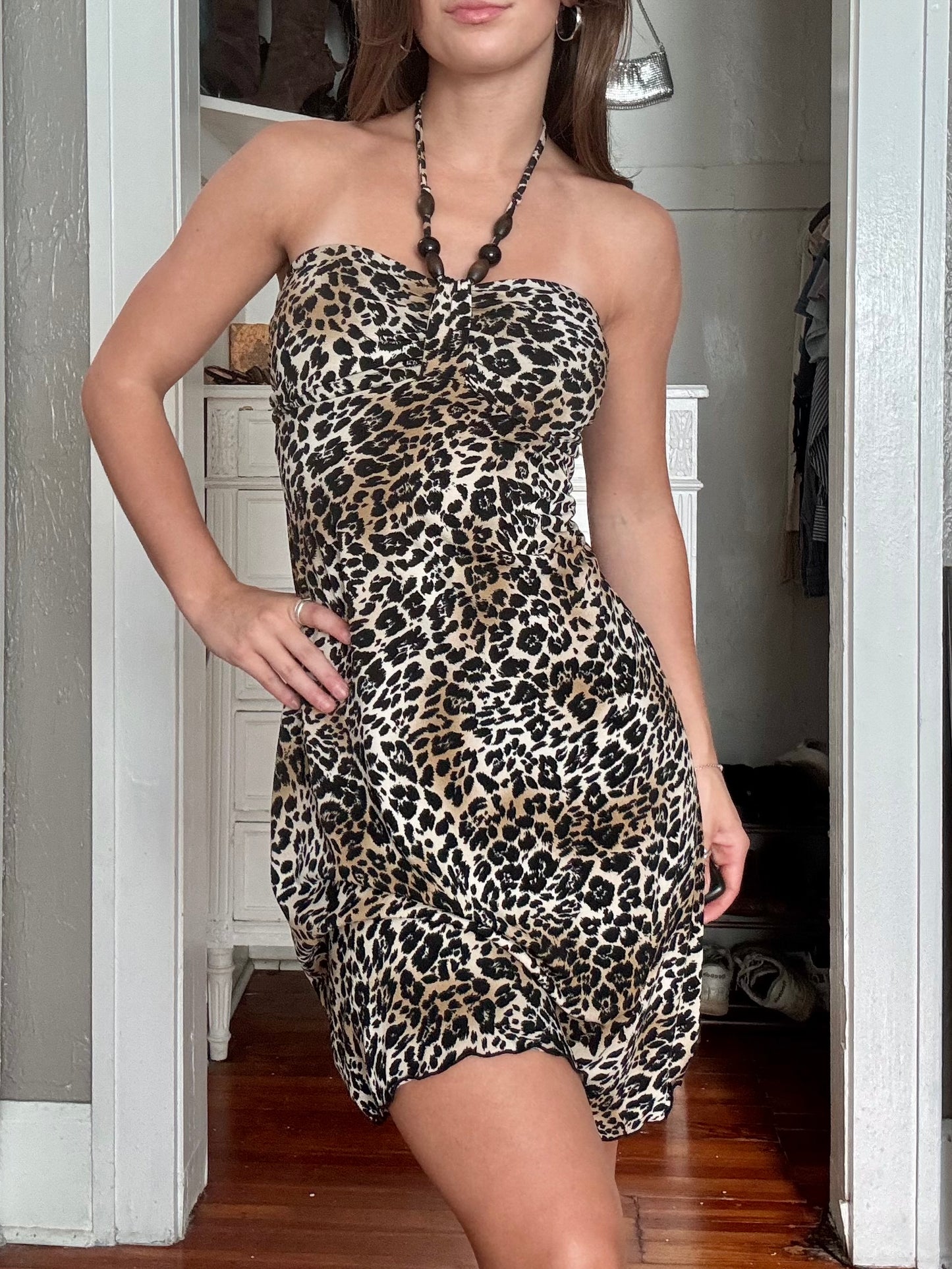 Beaded 00's Halter Dress | Size L
