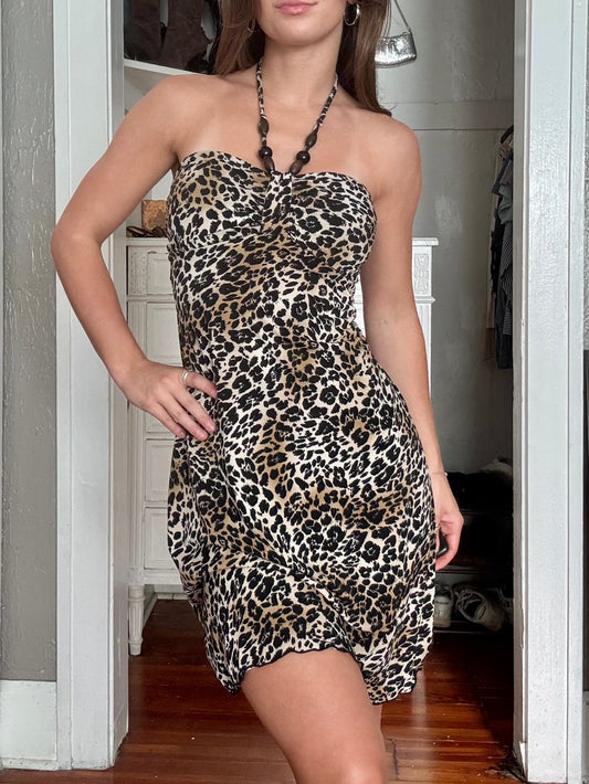 Beaded 00's Halter Dress | Size L