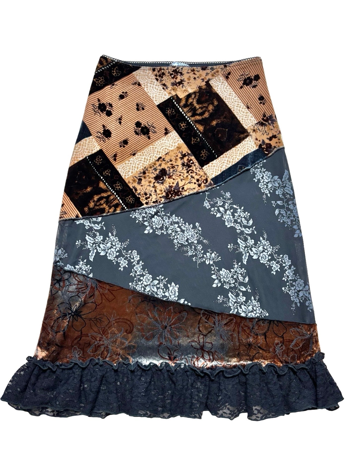 Patchwork 90’s Midi Skirt | Size 26” waist