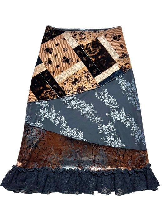 Patchwork 90’s Midi Skirt | Size 26” waist