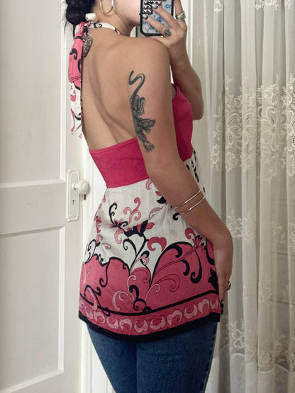Y2K Bebe Silk Halter | Size L