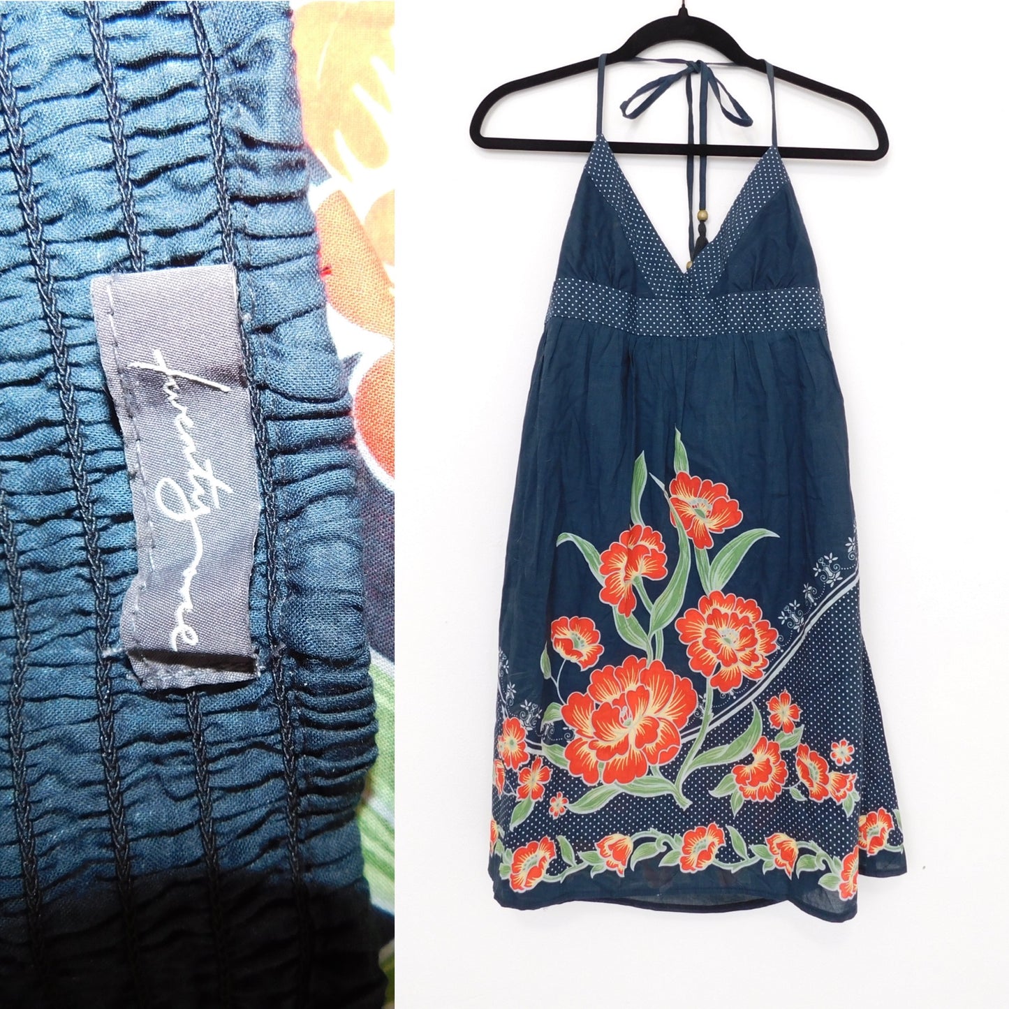 Y2K Flower Halter Mini Dress | Size M
