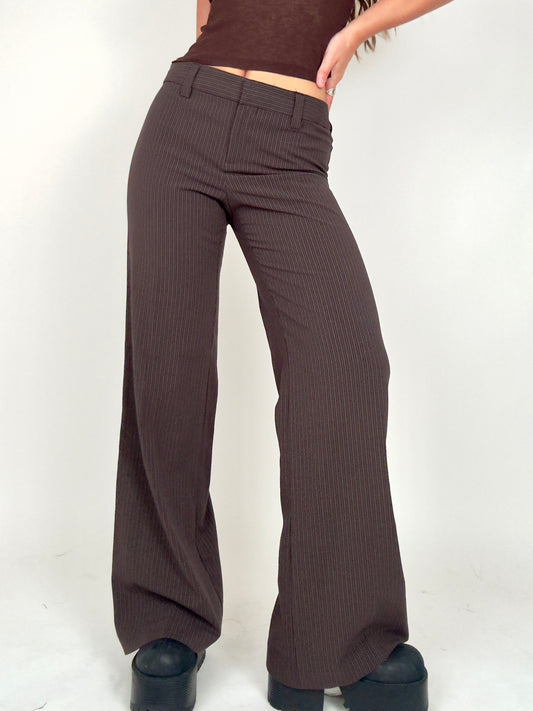 Andi Brown Pinstripe Trousers | Size US 4