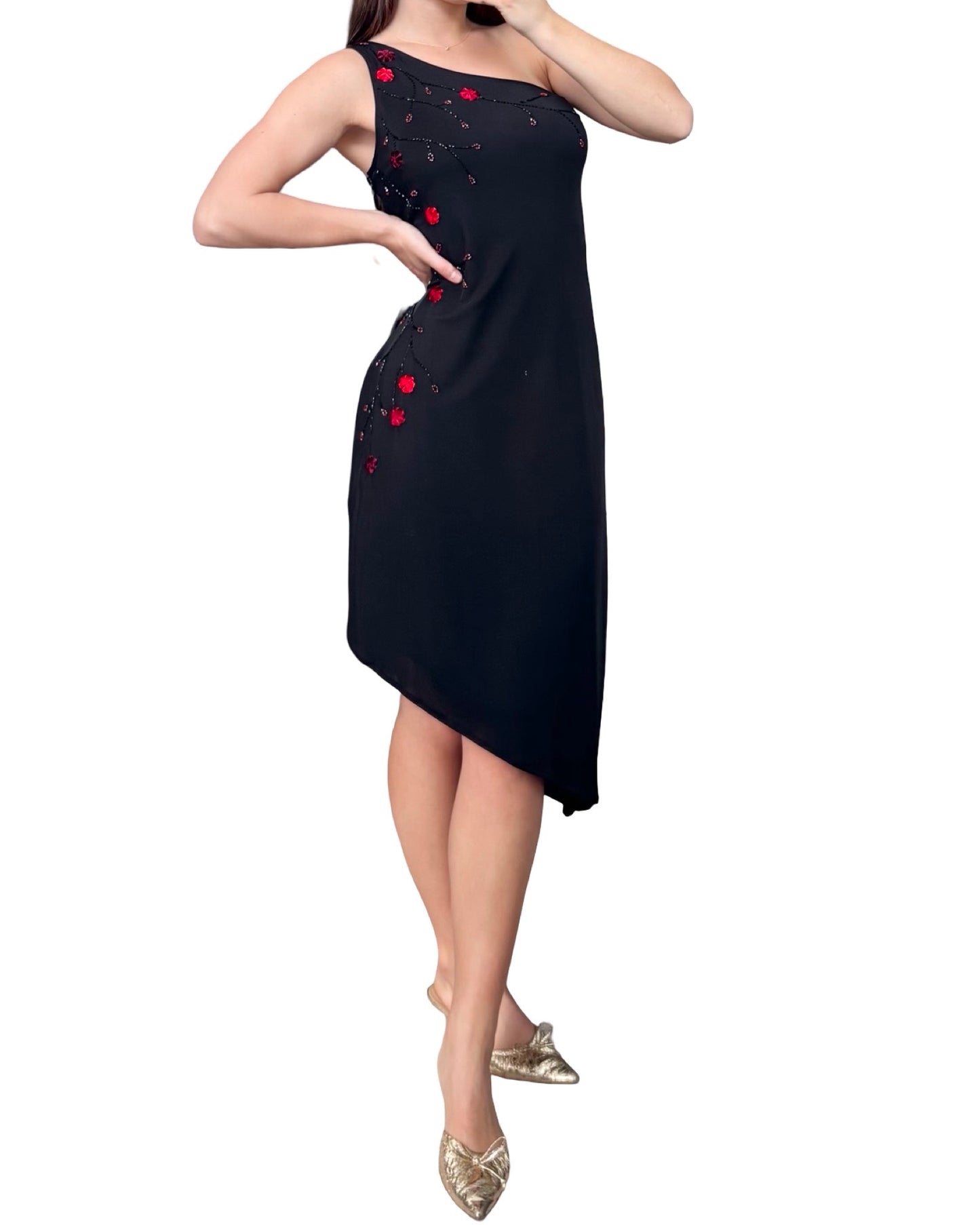 JS Beaded 90's Asymmetric Dress | Size L