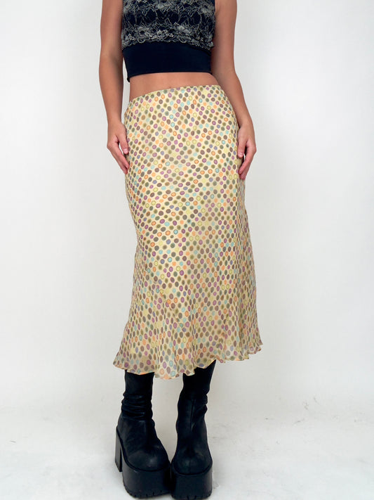 Yellow Geometric Midi | Size 28” waist