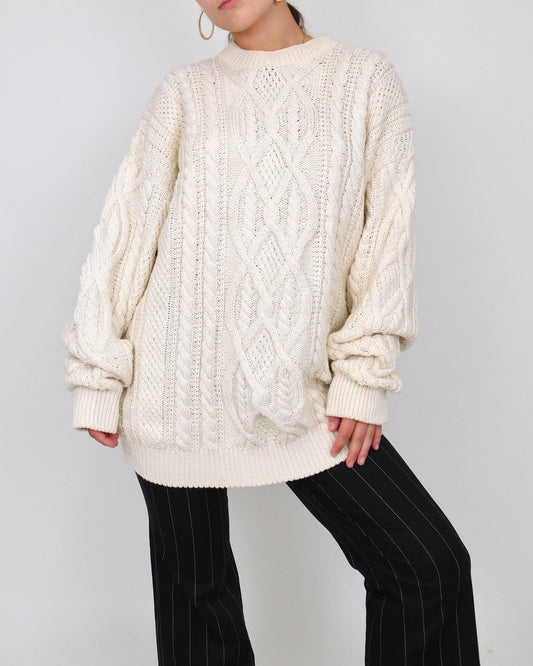 Vintage Cream Knit Sweater | Size L