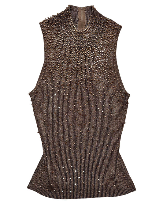 Cache 90’s Beaded Knit Top | Size M