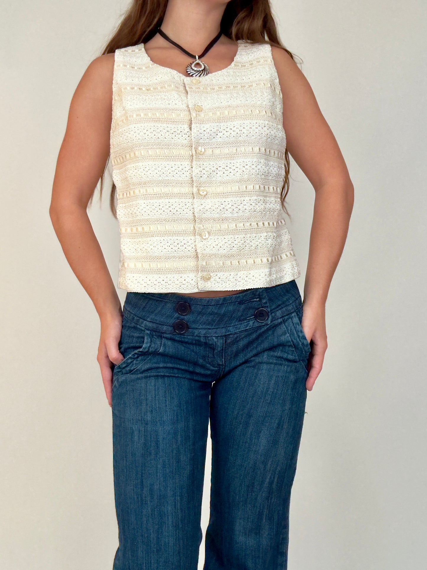 Cream Crochet Vest | Size US 6