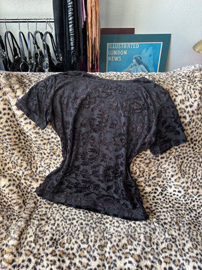 Beaded 90's Mesh Top | Size M