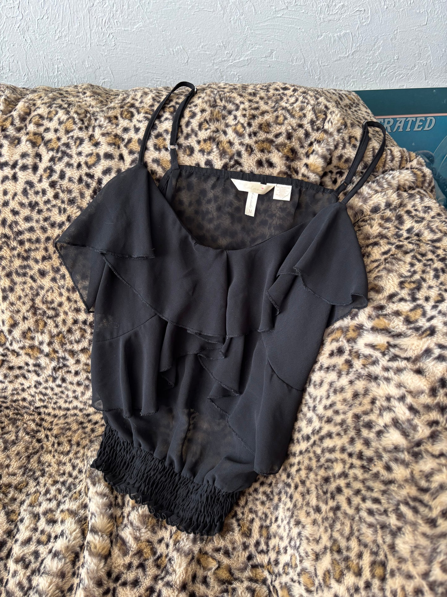 Saloni 00's Mesh Ruffle Top | Size M