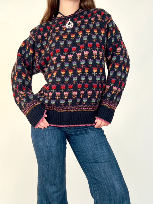 Rainbow Tulip Sweater | Size M
