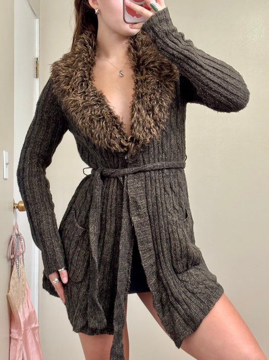 Fur Trim 00's Cardigan | Size S