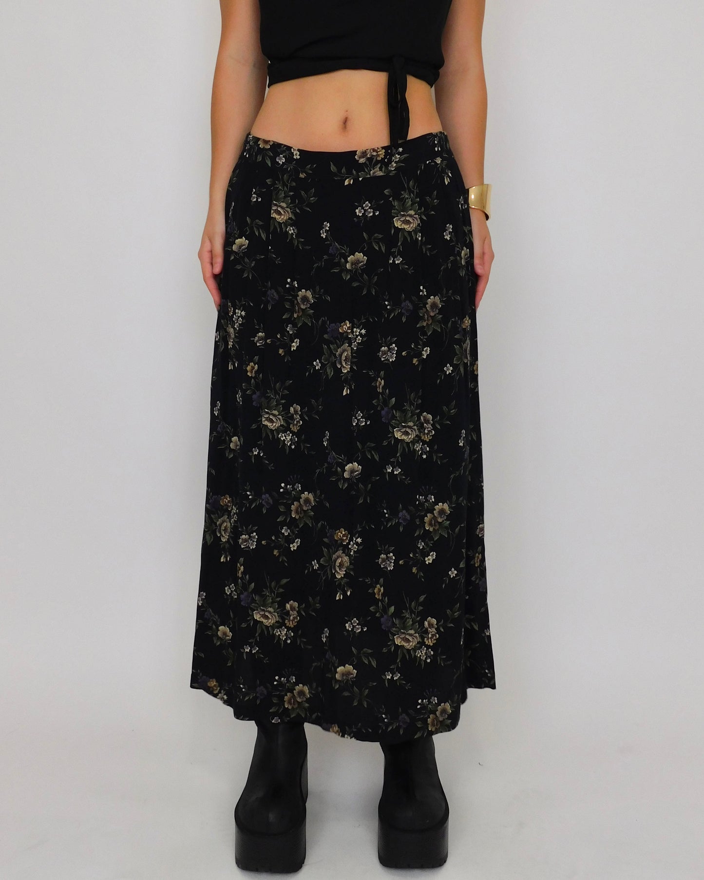 90’s Floral Pleated Maxi Skirt | Size 10