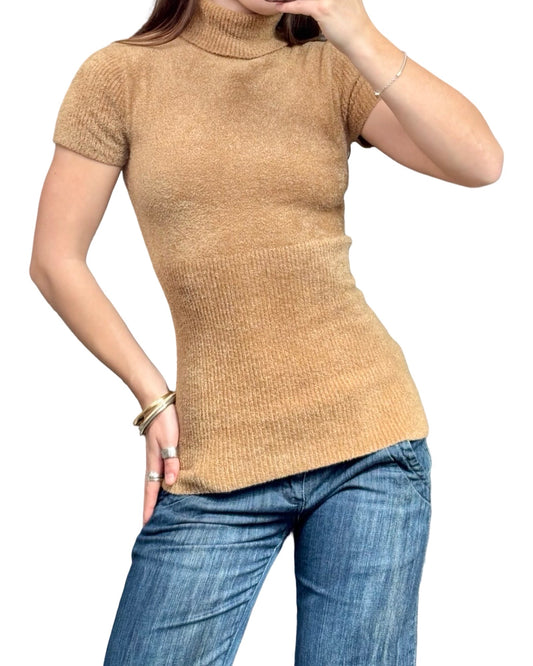 Camel 90's Nylon Knit Top | Size S