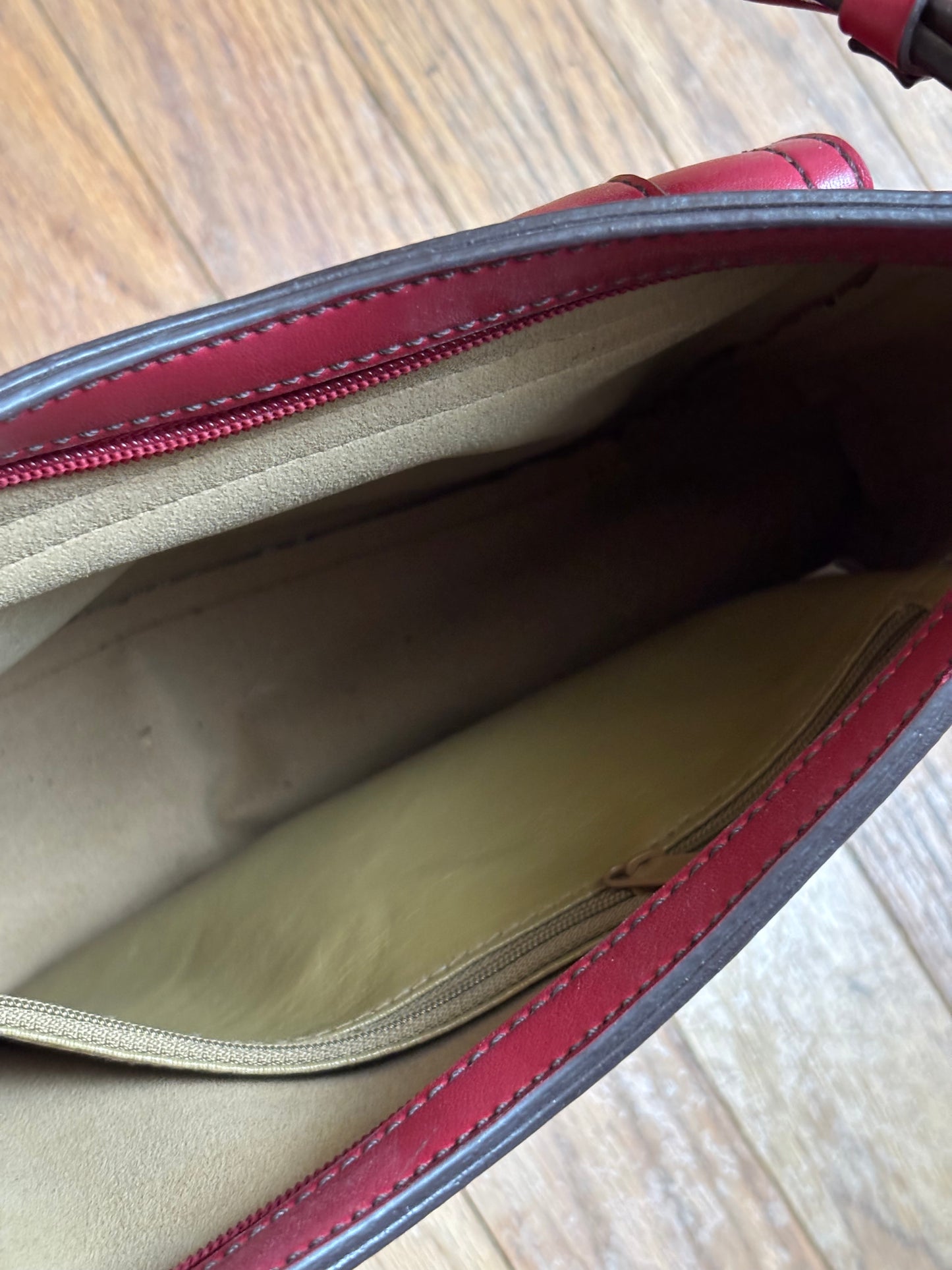 Red 90's Leather Buckle Purse