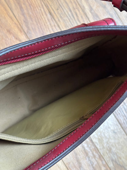 Red 90's Leather Buckle Purse