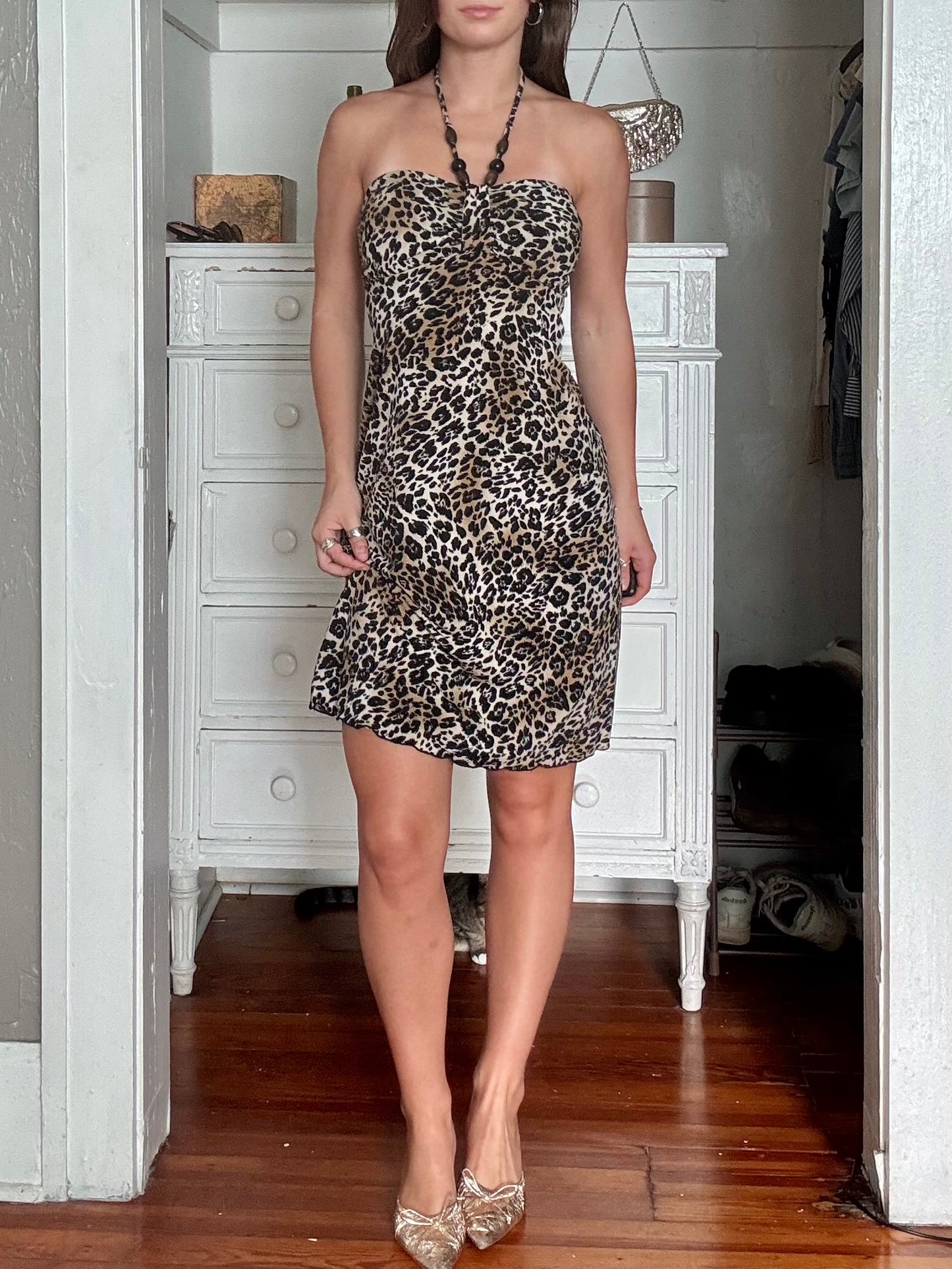 Beaded 00's Halter Dress | Size L