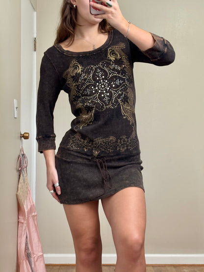 Waffle Knit 00's Mini Dress | Size M
