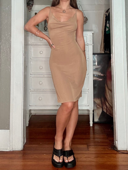 Nude 90's Slinky Dress | Size S