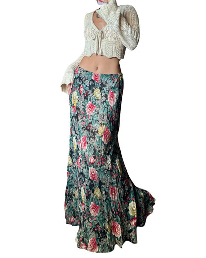 Floral 90’s Mesh Skirt | 28” Waist