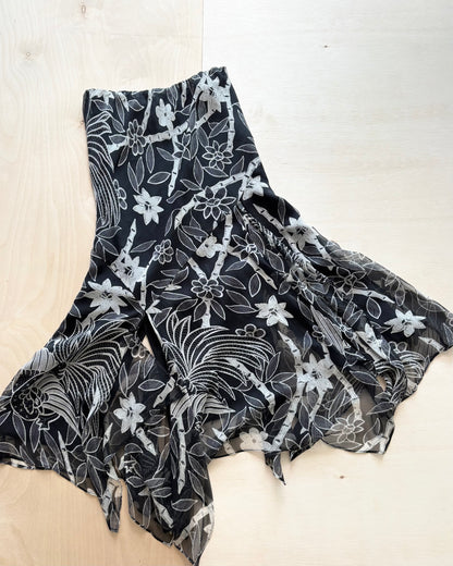 Floral Asymmetric Y2K Skirt | Size 24”-32” waist