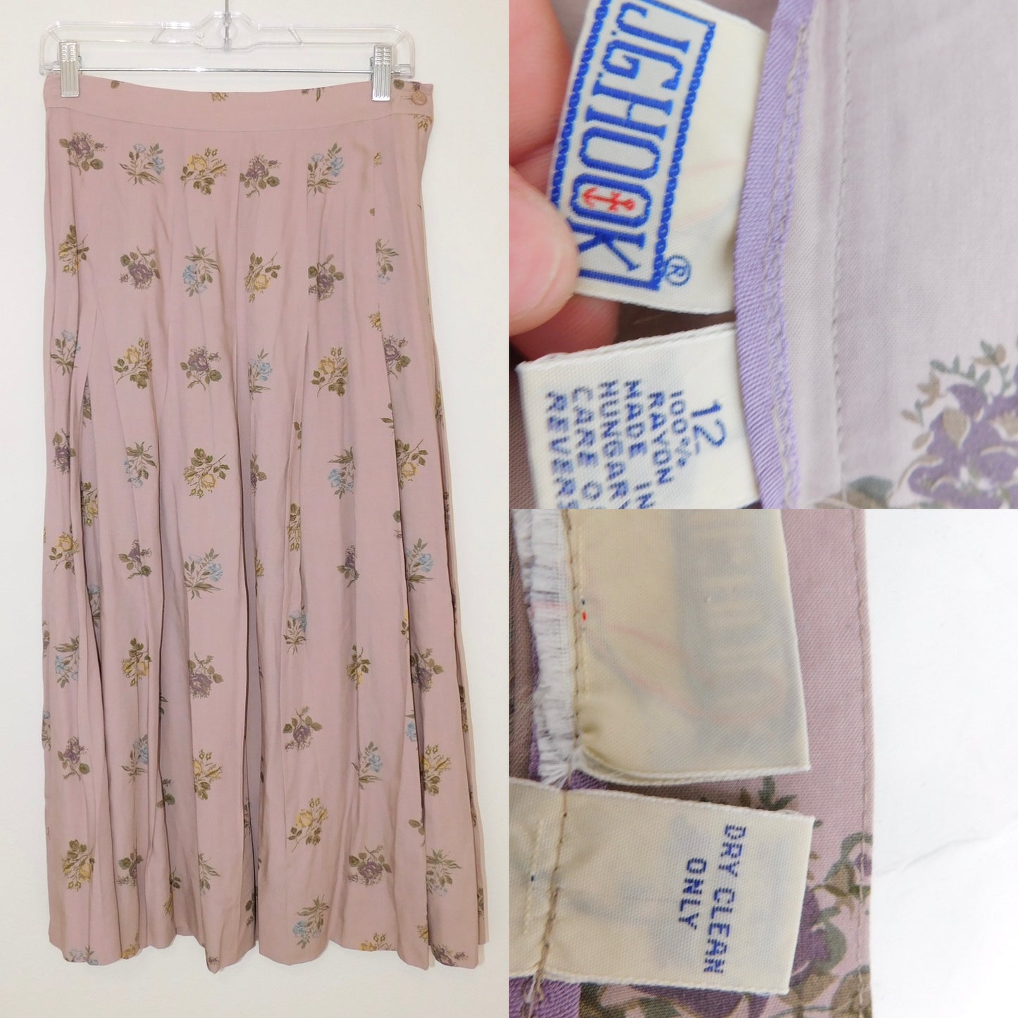 Vintage Floral Pleated Maxi Skirt | 28” Waist