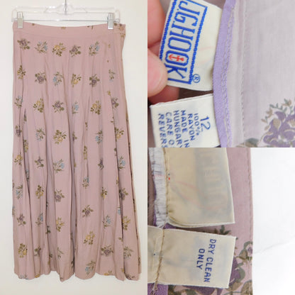 Vintage Floral Pleated Maxi Skirt | 28” Waist