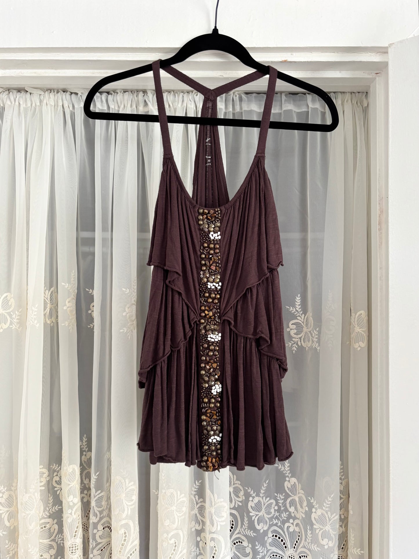 I.N.C 00's Ruffle Beaded Top | Size XS