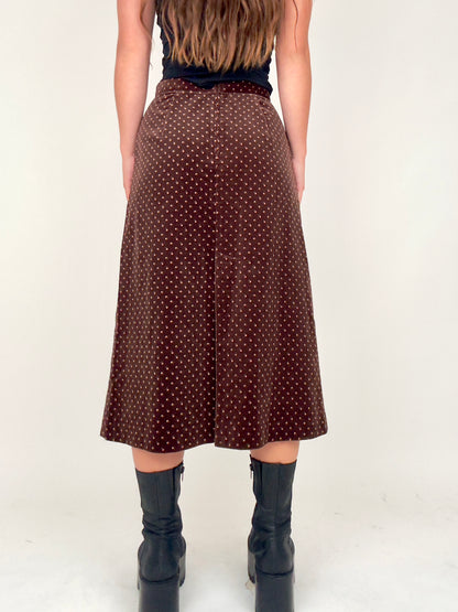 Brown Velvet Midi | Size 27” waist